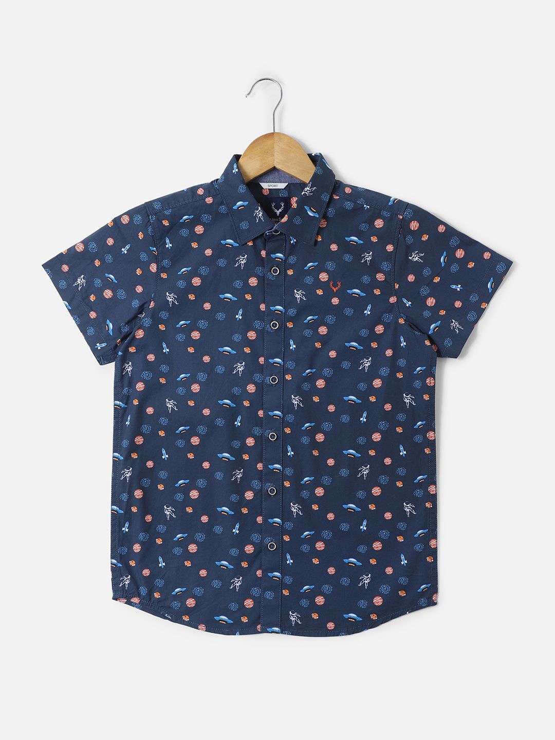 

Allen Solly Junior Boys Printed Cotton Casual Shirt, Navy blue