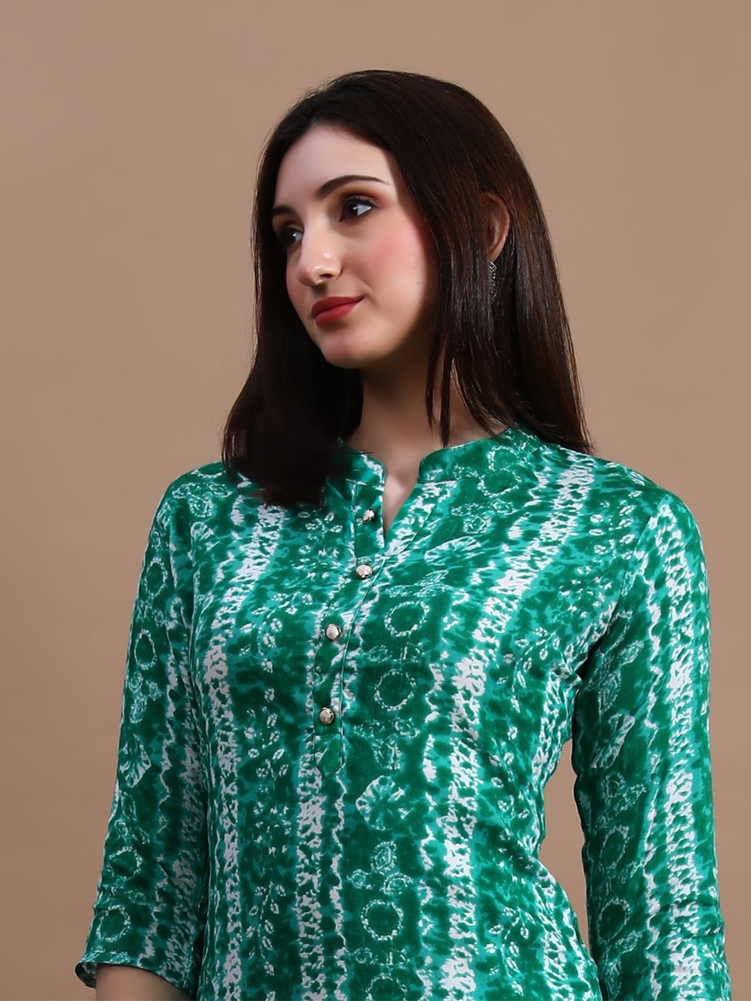 

GLOWWORLD Abstract Printed Straight Kurta, Green