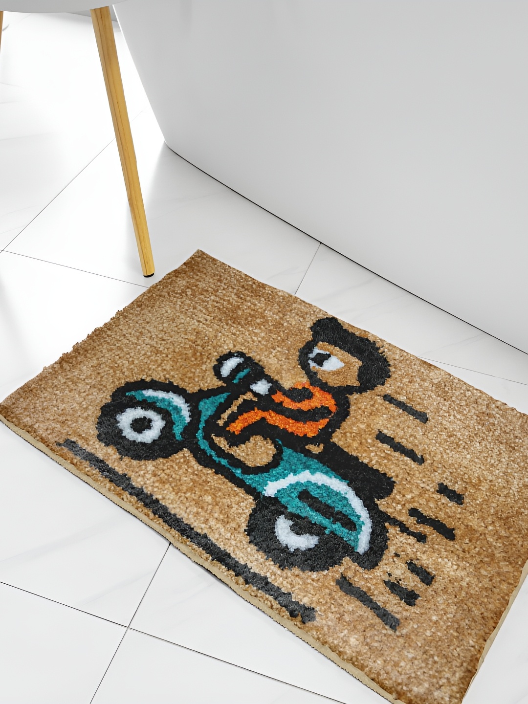 

Aura Brown & Blue Cartoon Designed Printed 2500 GSM Microfiber Anti-Skid Doormat