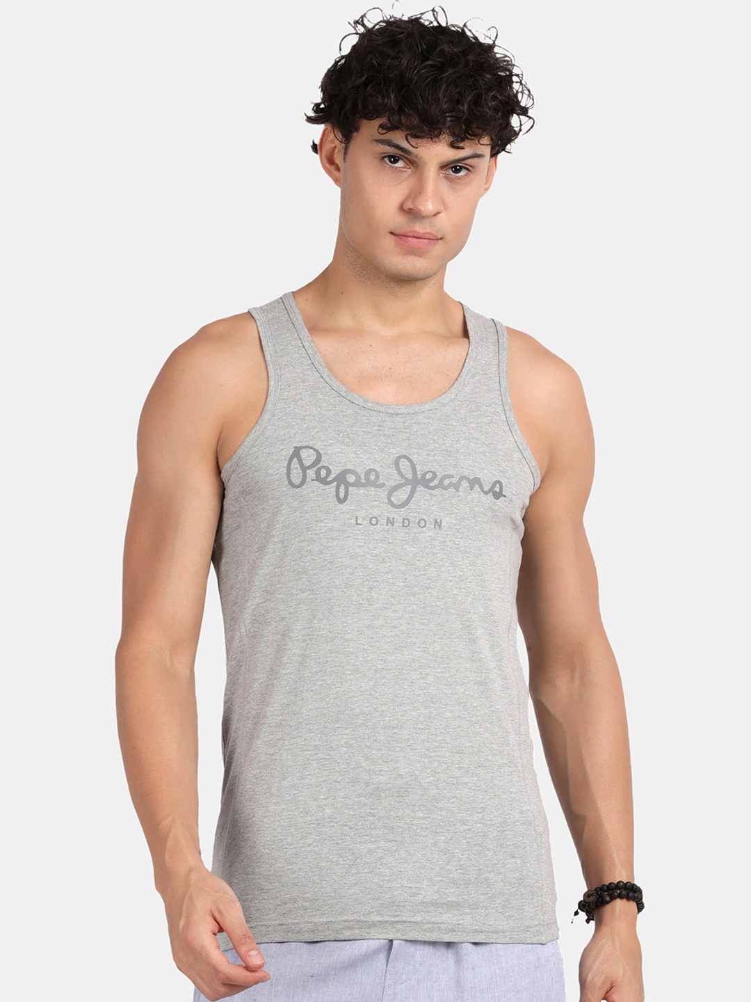 

Pepe Jeans Cotton Sleeveless Innerwear Vests ATV03-01N-GRYML, Grey melange