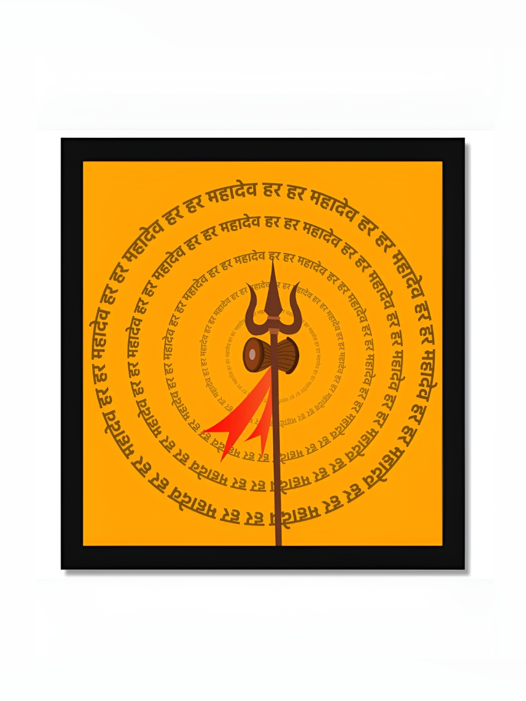 

DecorTwist Orange & Black Religious Har Har Mahadev Wall Painting