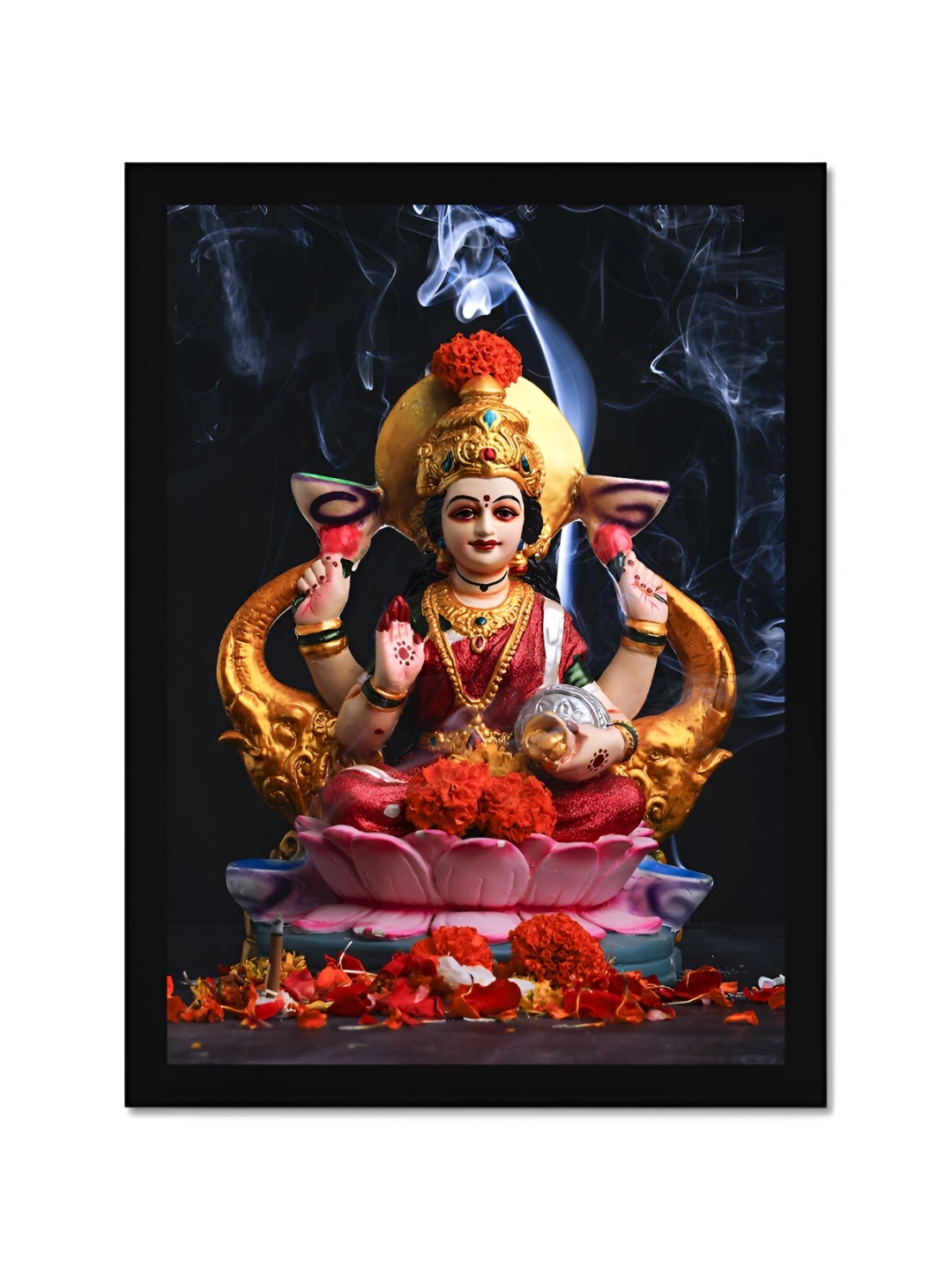 

DecorTwist Blue & Red Religious Shree Lakshmi Mata all Painting