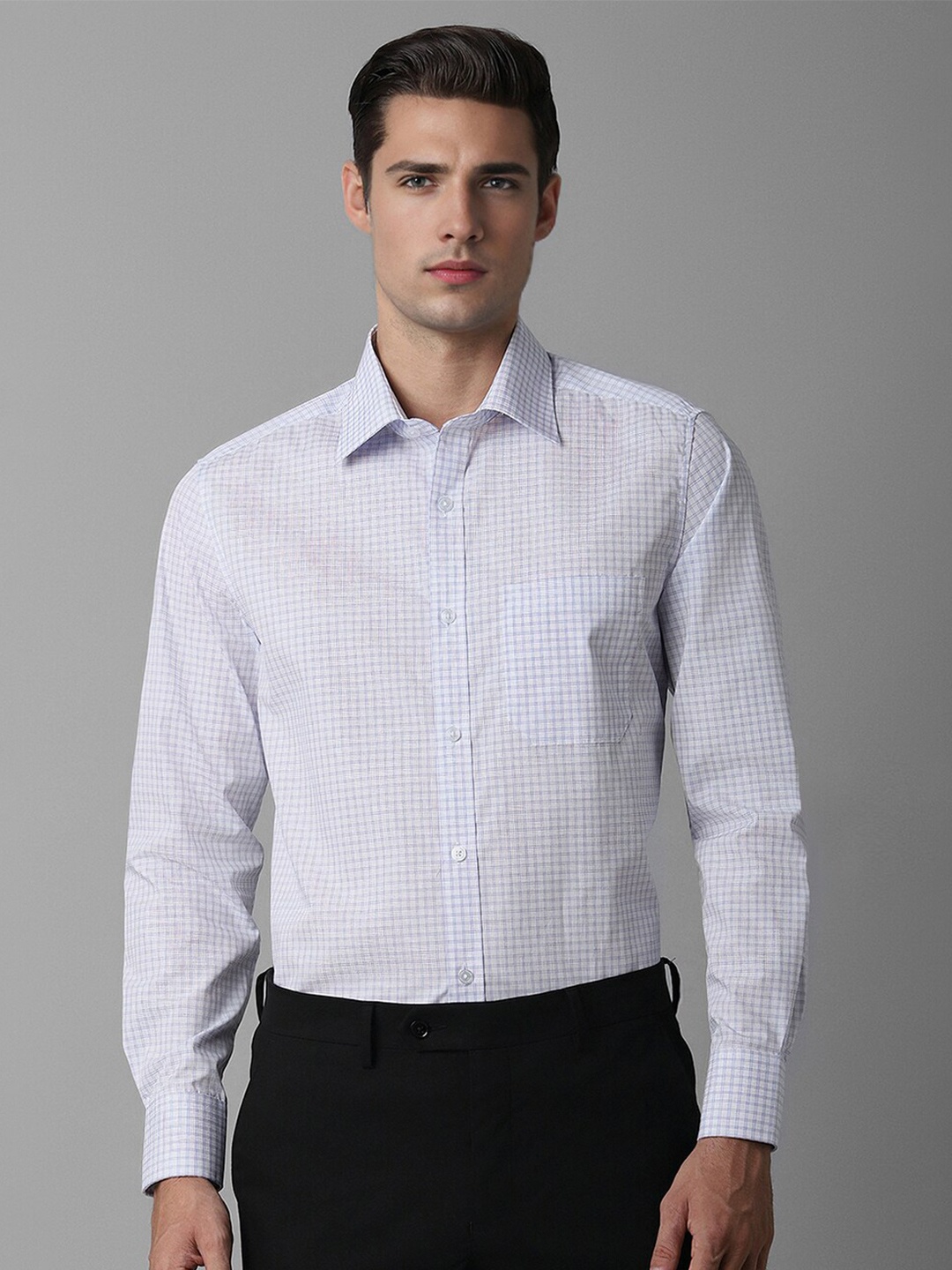 

Louis Philippe Classic Fit Checked Pure Cotton Formal Shirt, White