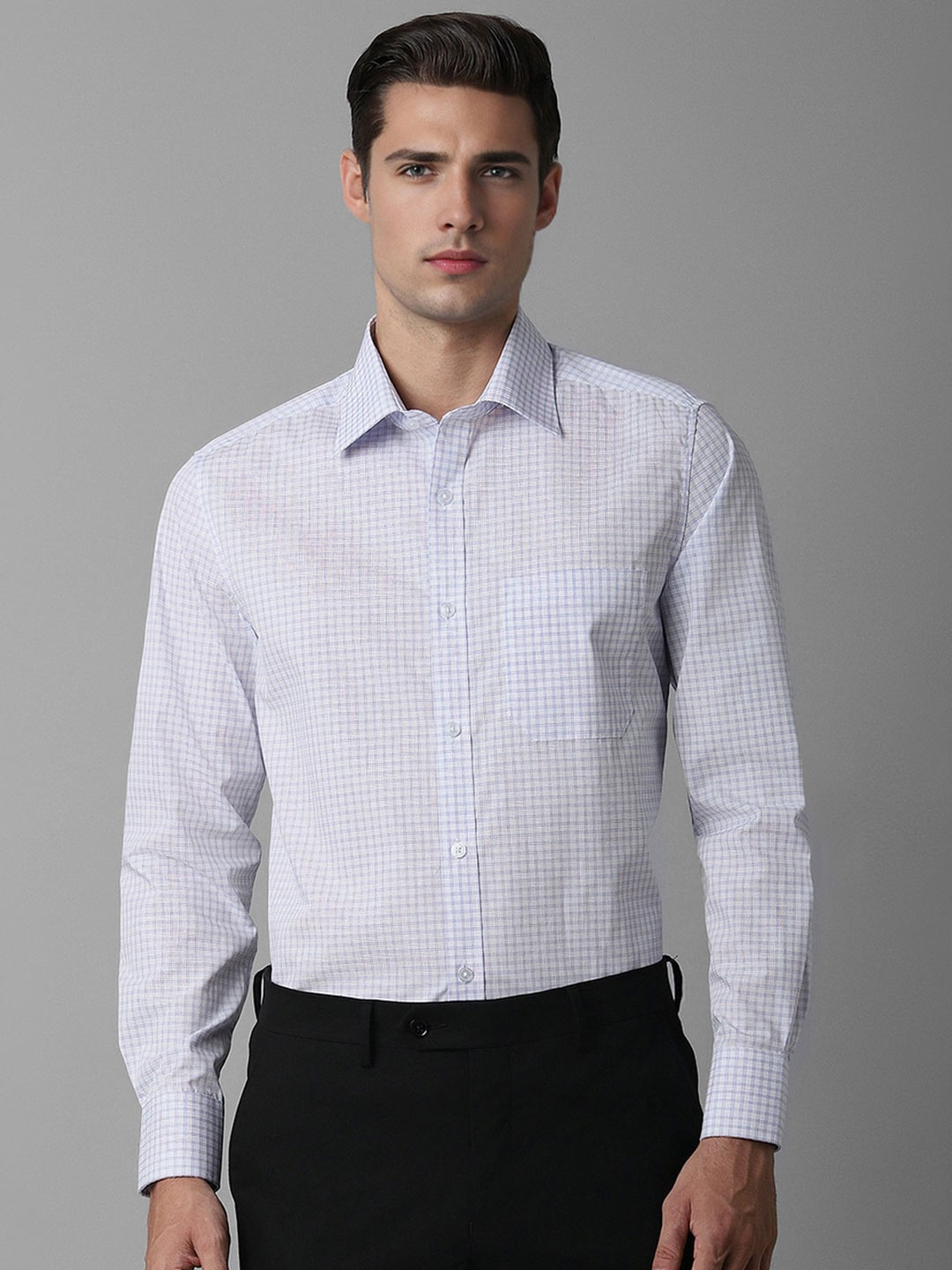 

Louis Philippe Checked Cotton Pure Cotton Formal Shirt, White