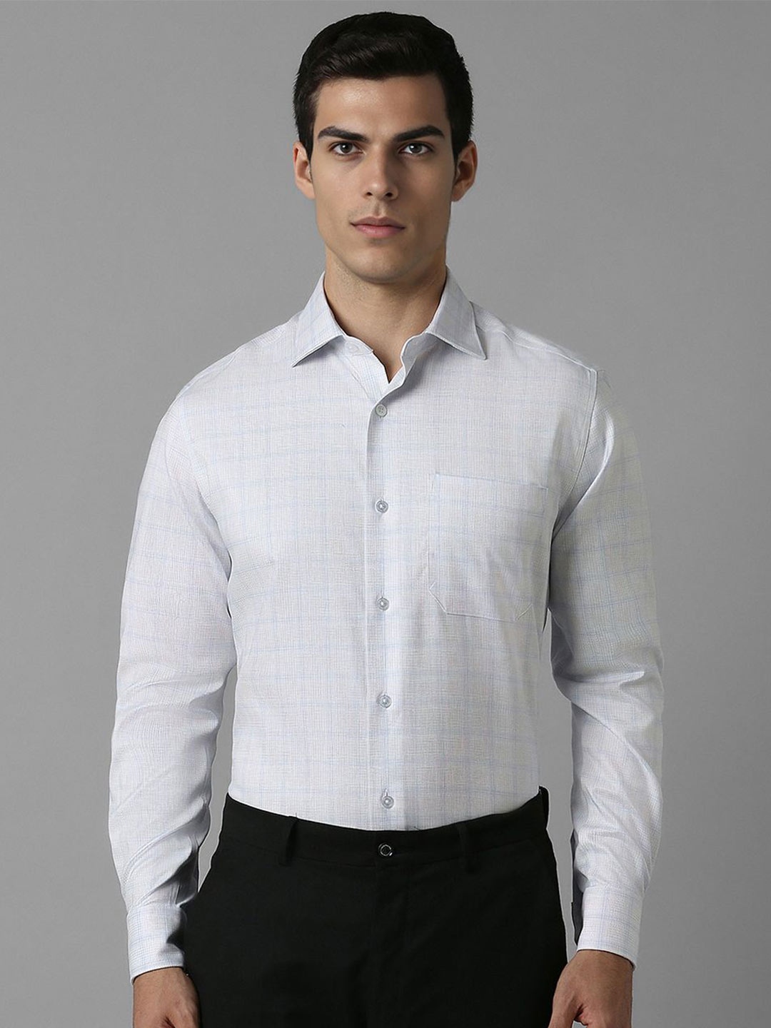 

Louis Philippe Classic Fit Checked Self Design Formal Shirt, White