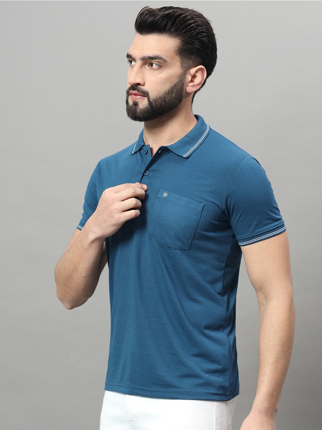 

OGEN Polo Collar Cotton T-shirt, Blue