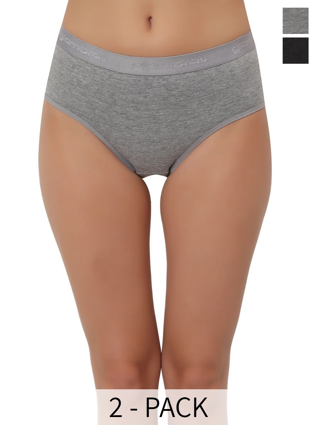 

Glamoras Pack of 2 Women Cotton Hipster Briefs, Grey