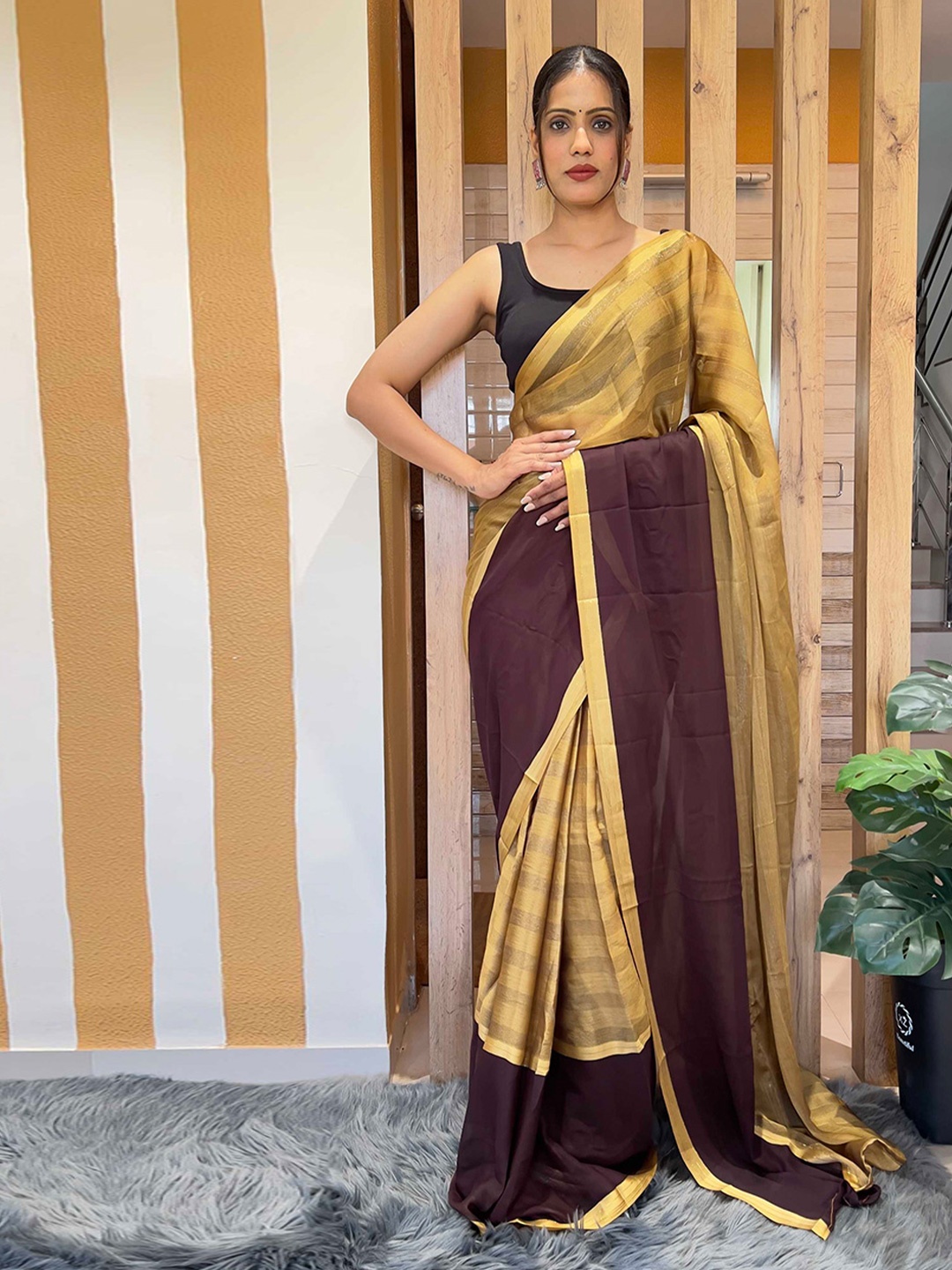 

Mitera Ombre Dyed Ready To Wear Saree, Mustard