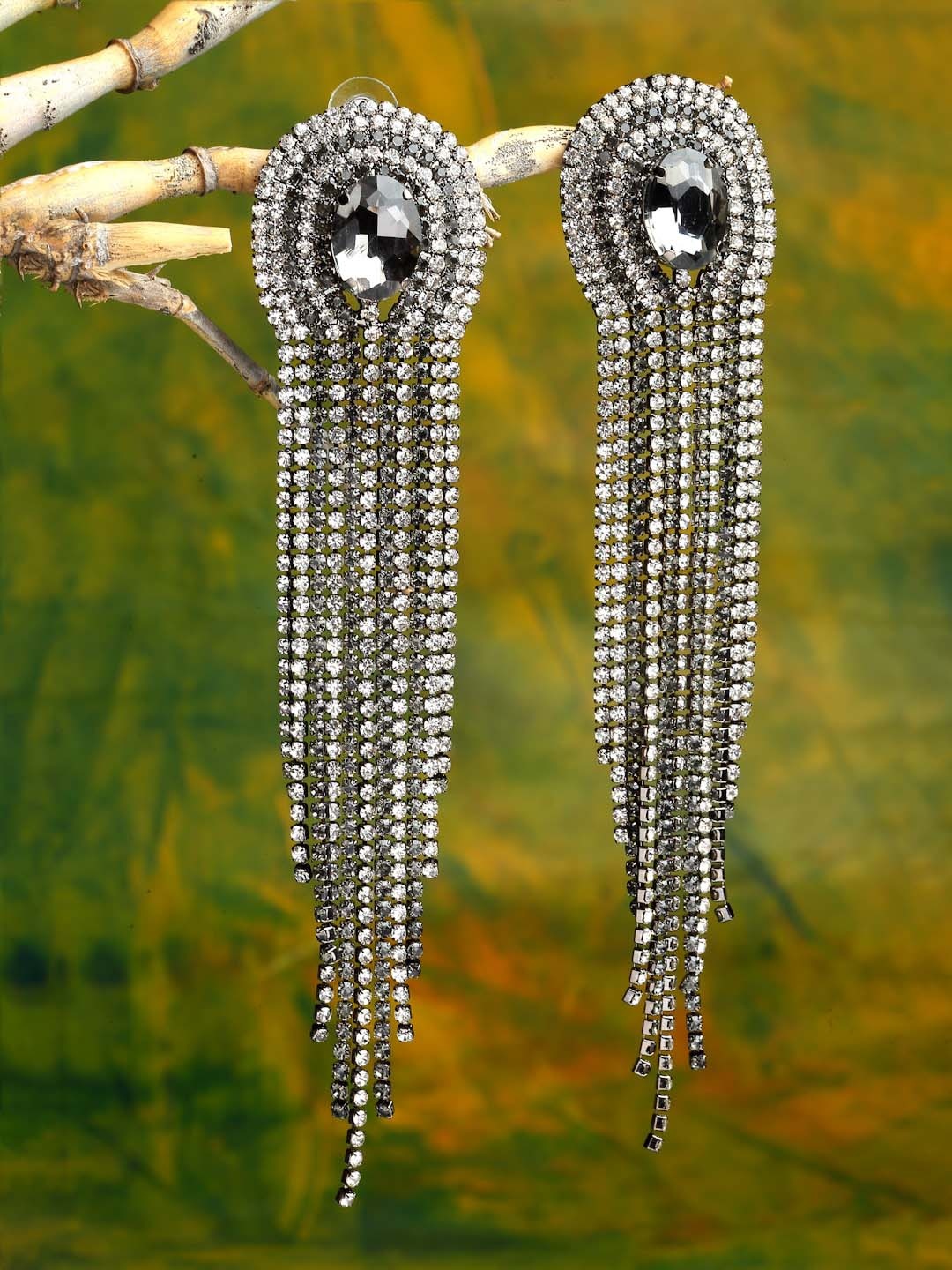 

House Of Watashi Silver-Plated Contemporary Drop Earrings