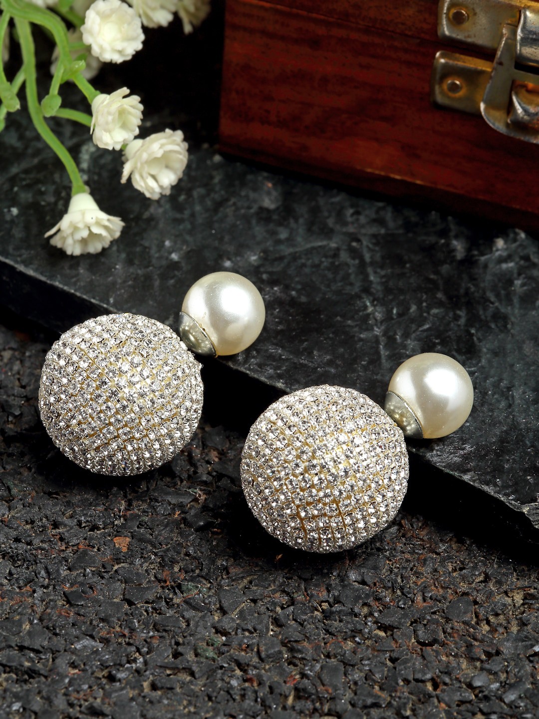 

House Of Watashi Silver-Plated Contemporary Studs Earrings