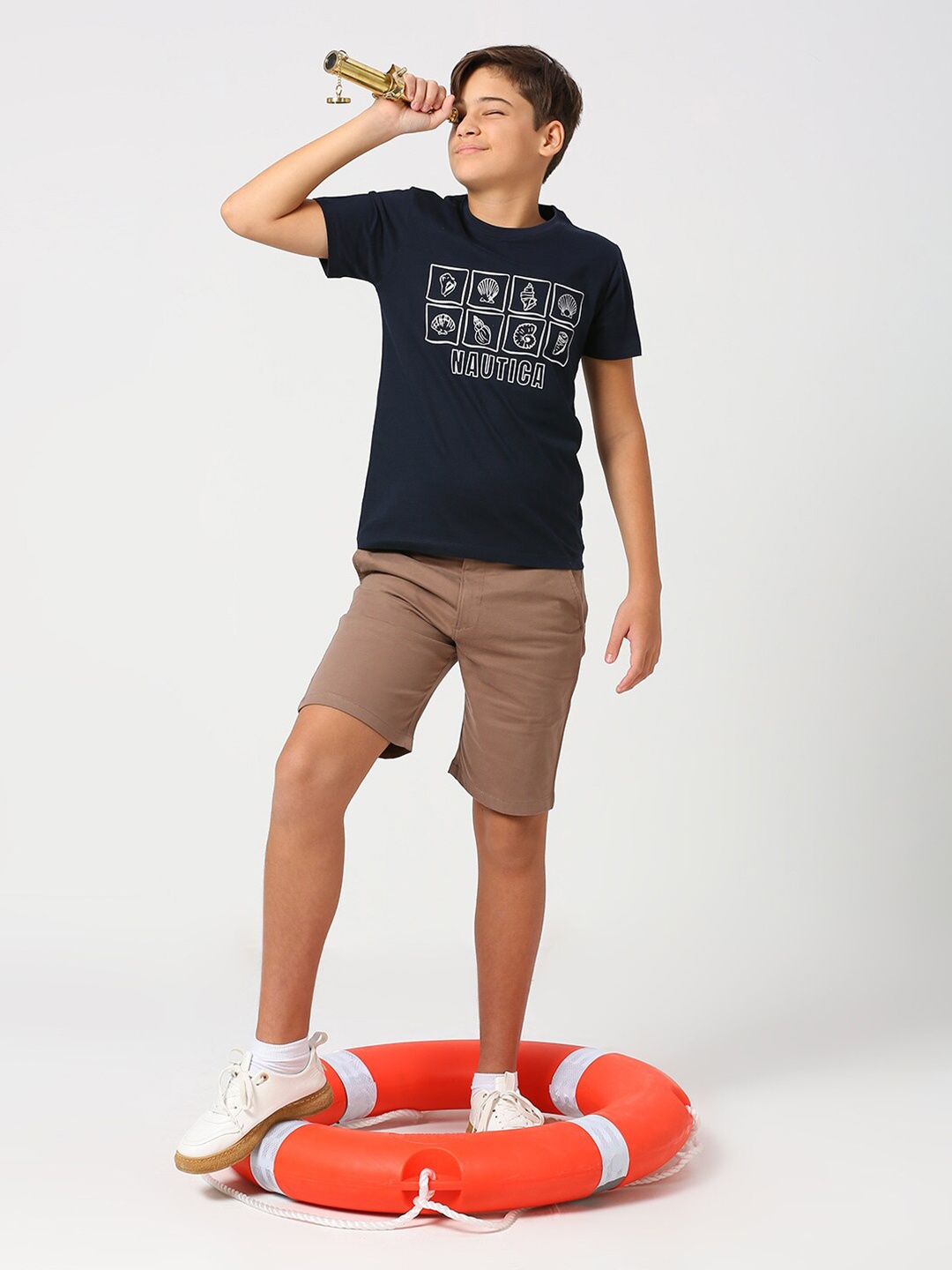 

Nautica Boys Typography Printed Pure Cotton T-shirt, Navy blue