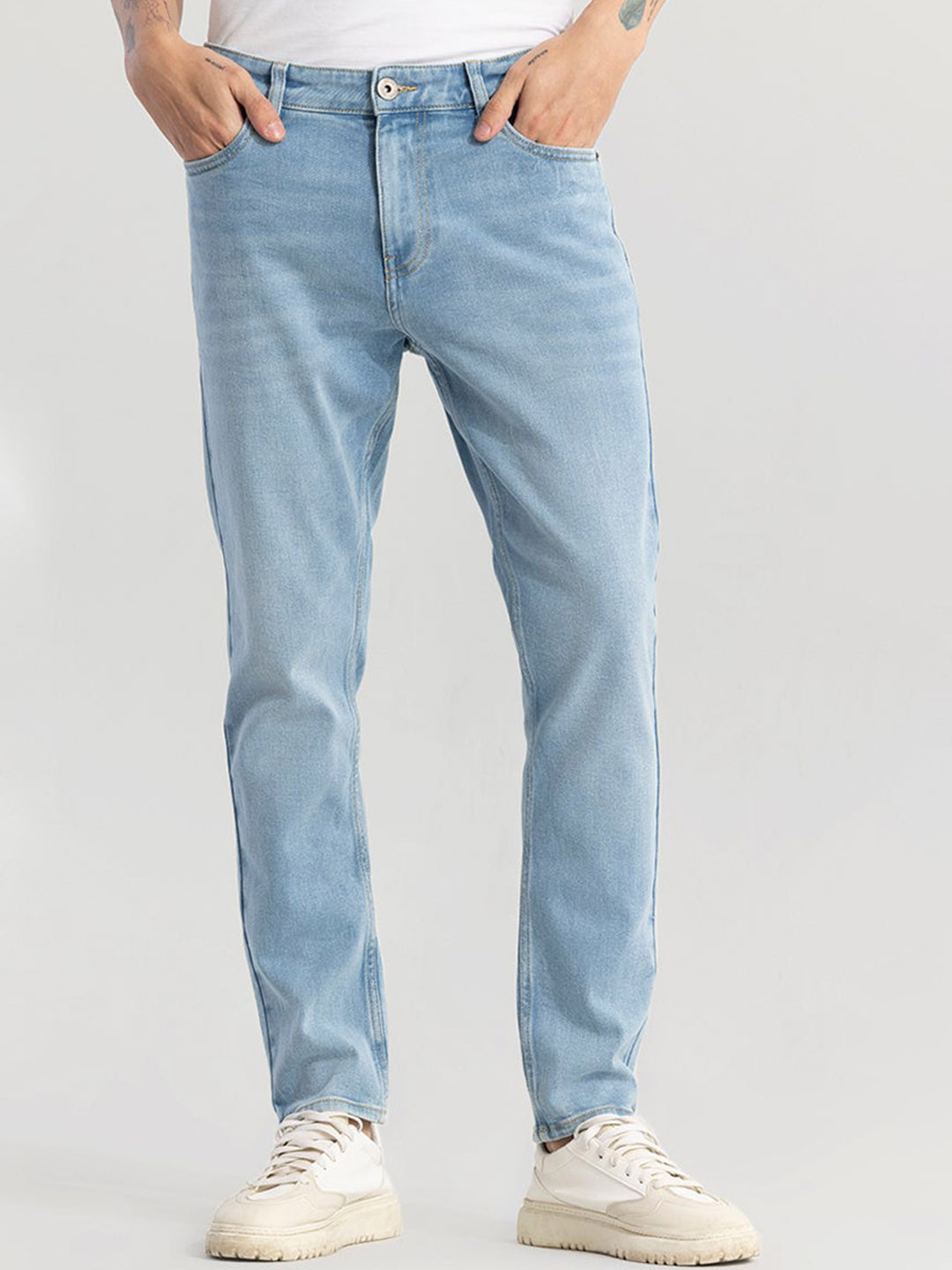 

Snitch Men Clean Look Mid Rise Slim Fit Stretchable Jeans, Blue