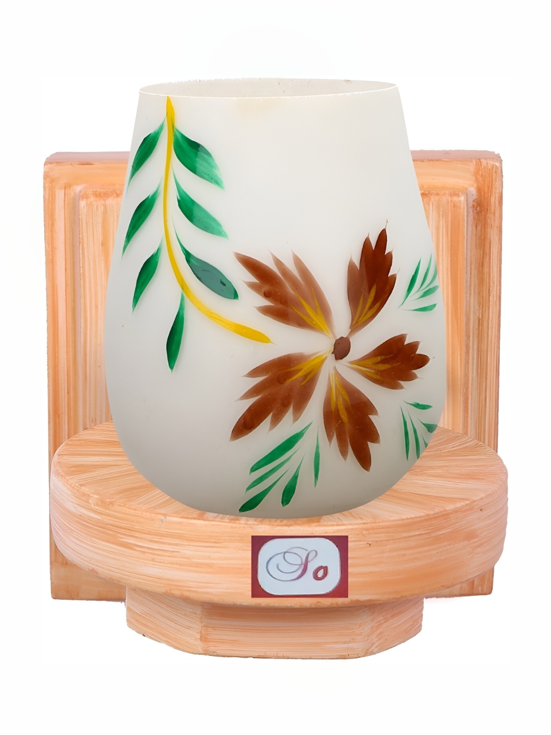 

1ST TIME White & Brown Printed Glass Traditional Wall Lamp