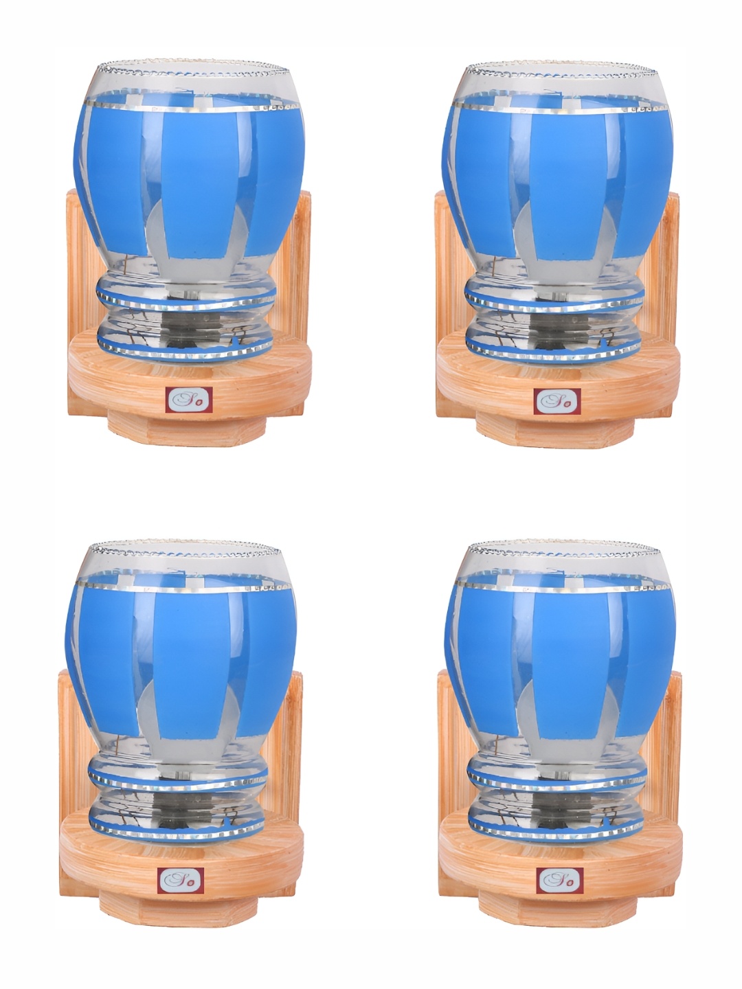 

1ST TIME Blue & Brown 4 Pieces Glass Traditional Abstract Shaped Shaped Wall Lamp
