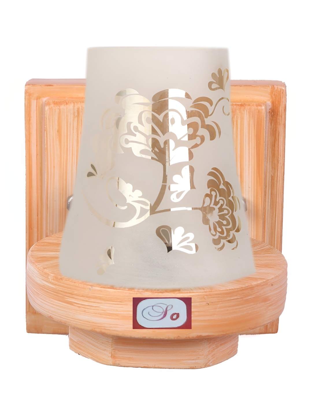 

1ST TIME White & Brown Printed Glass Traditional Abstract Shaped Wall Lamp