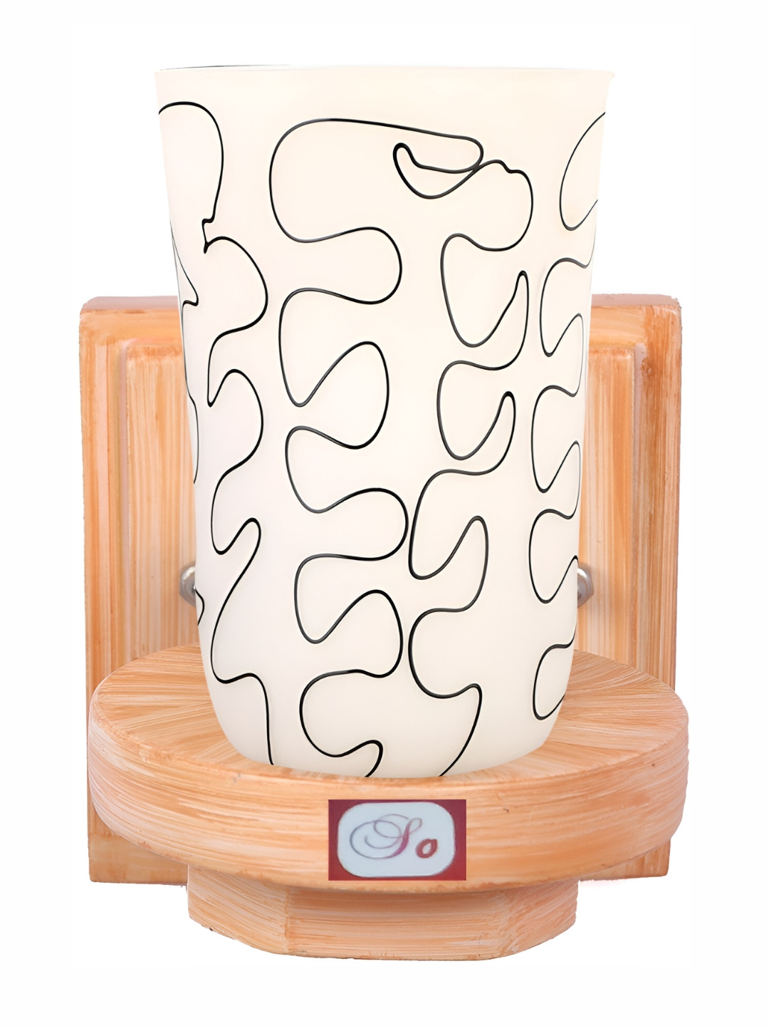 

1ST TIME White & Brown Printed Glass Traditional Abstract Shaped Shaped Wall Lamp