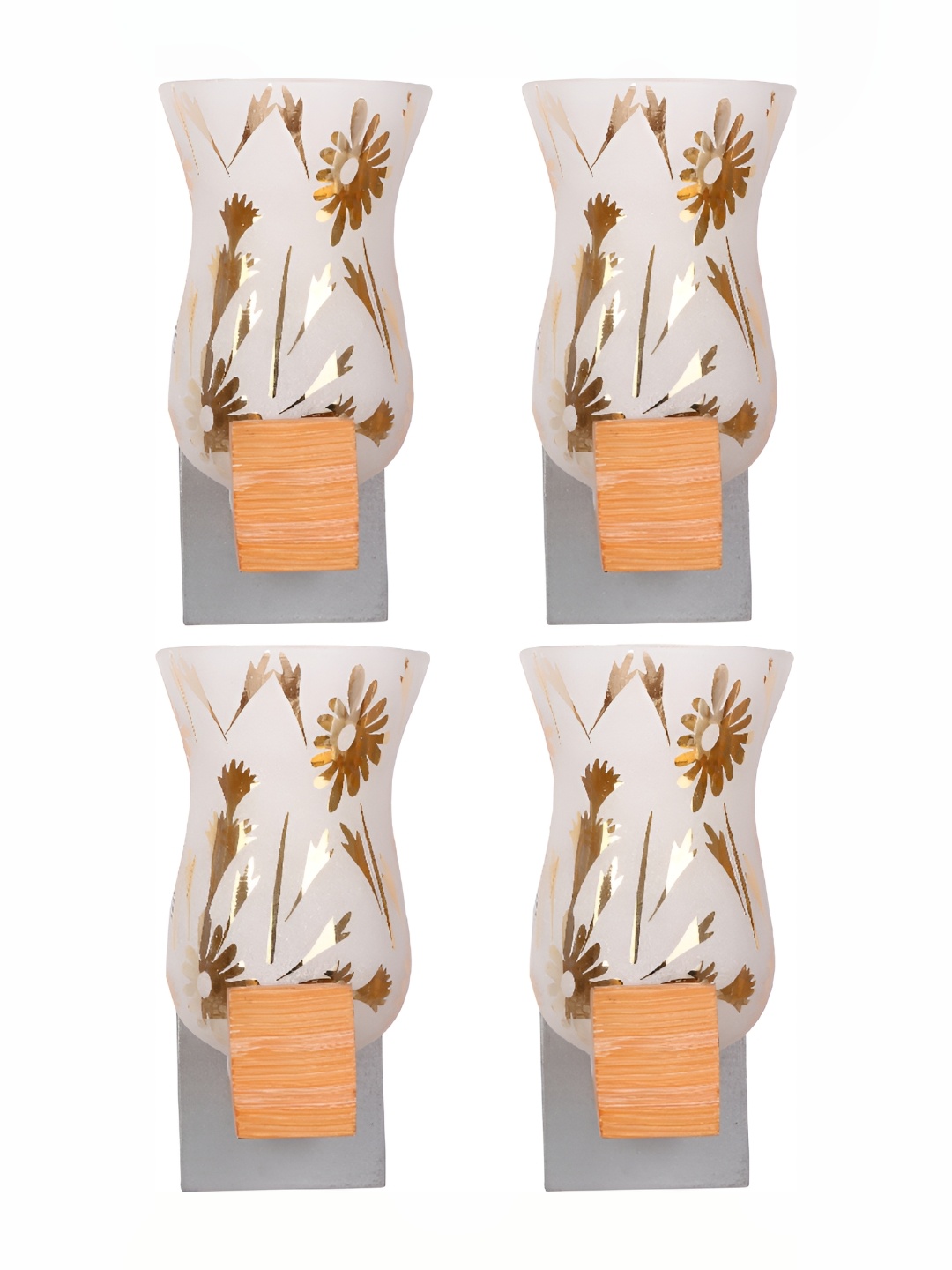 

1ST TIME White & Brown 4 Pieces Printed Glass Traditional Wall Lamp