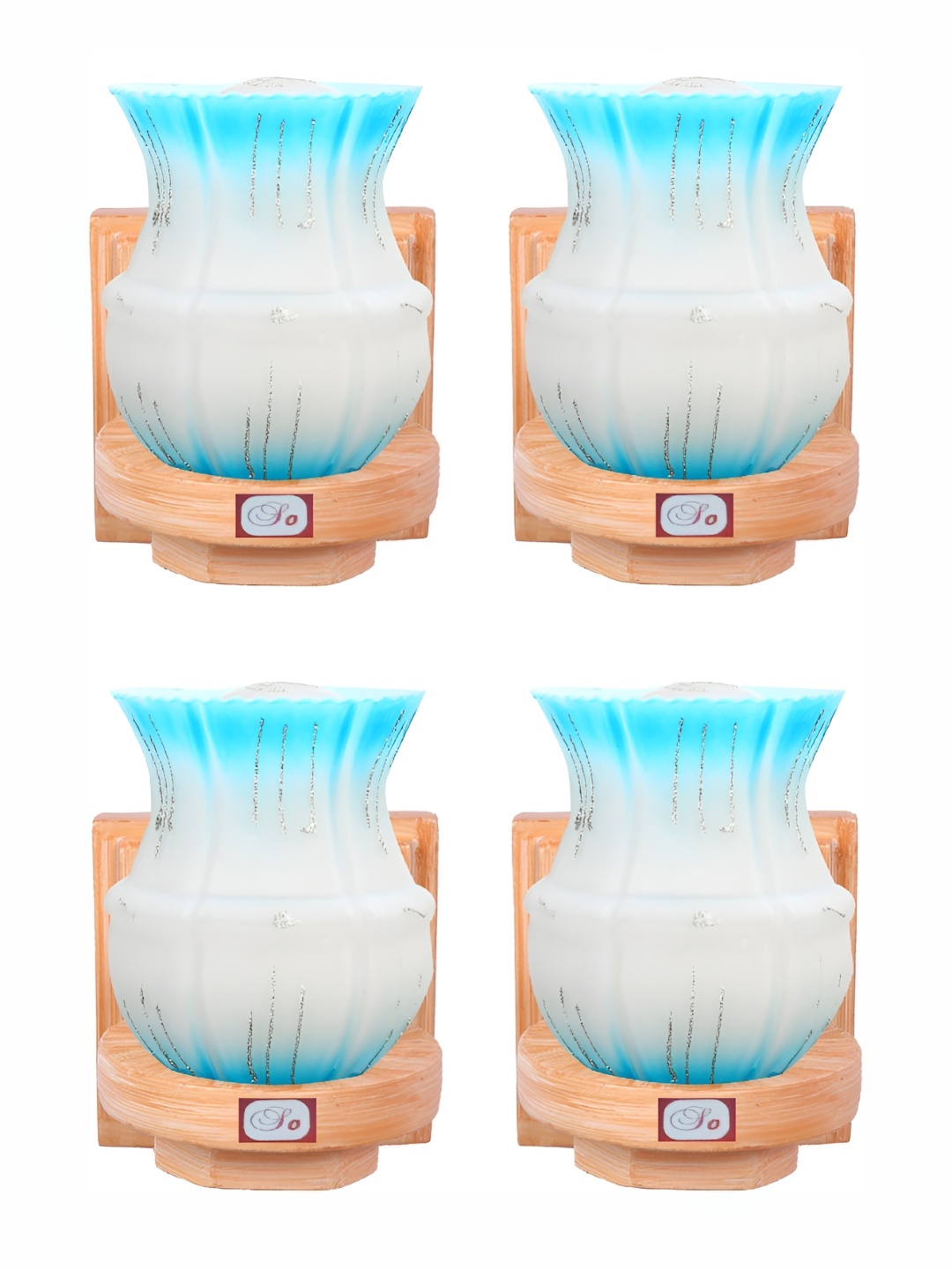

1ST TIME White & Blue 4 Pcs Glass Traditional Abstract Shaped Shaped Wall Lamp