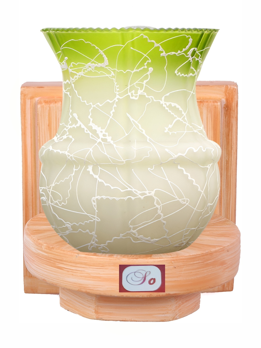 

1ST TIME Green & White Printed Glass Traditional Wall Lamp