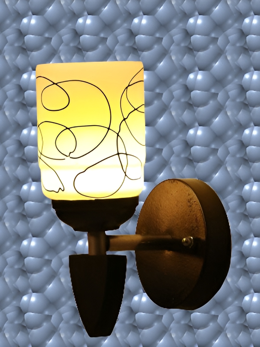 

1ST TIME Black & Yellow Printed Glass Contemporary Wall Lamp