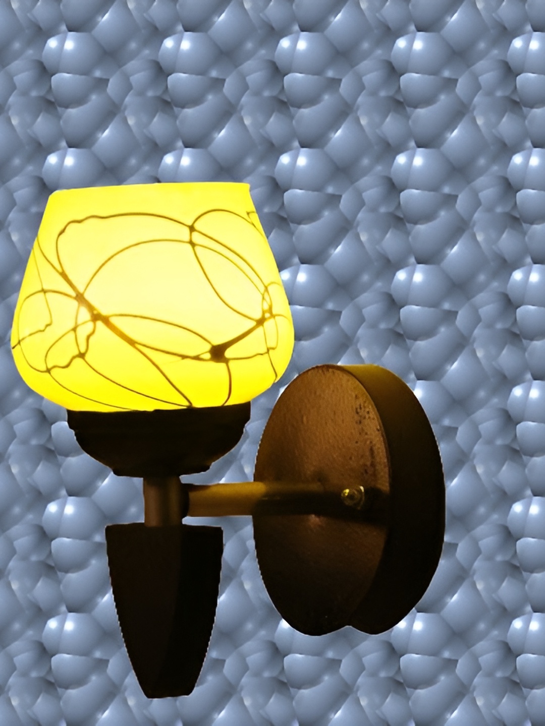 

1ST TIME Yellow & Brown Printed Glass Traditional Wall Lamp
