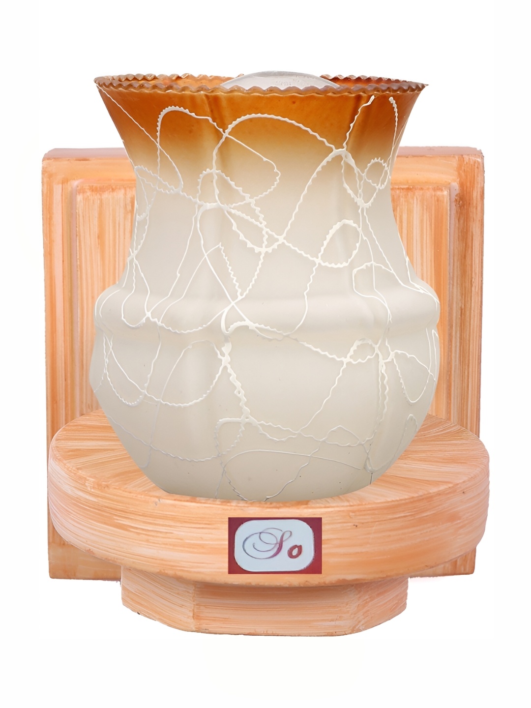 

1ST TIME White & Brown Printed Glass Traditional Bell Shaped Wall Lamp