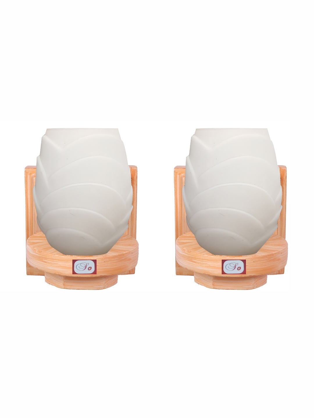 

1ST TIME White & Brown 2 Pieces Glass Traditional Bell Shaped Wall Lamps