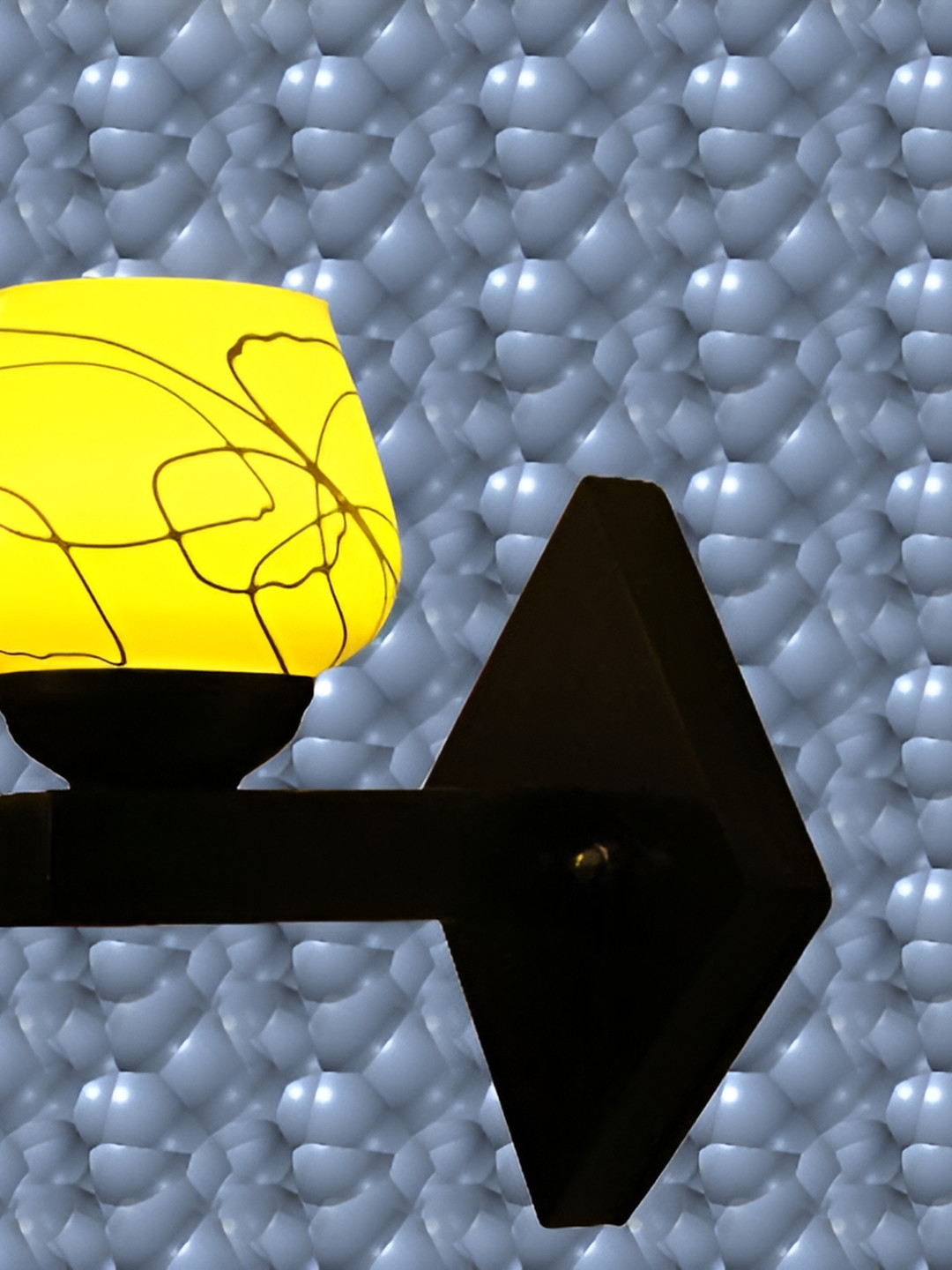 

1ST TIME Yellow & Black Printed Glass Contemporary Rectangle Shaped Wall Lamp