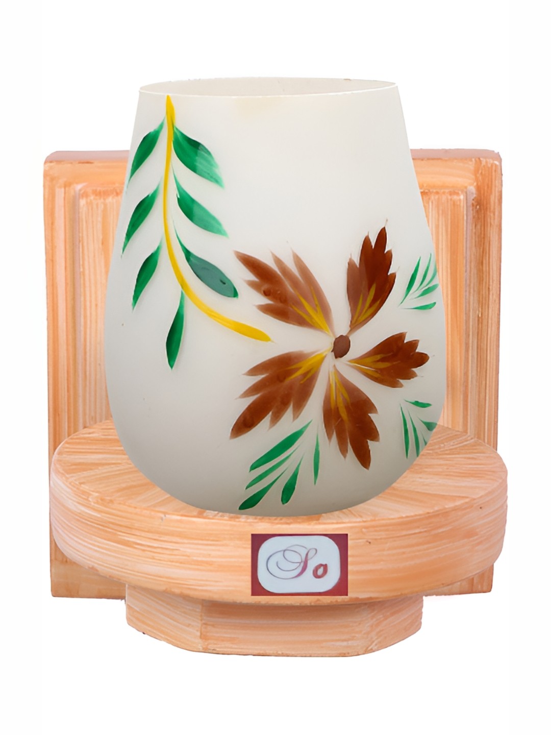 

1ST TIME White & Brown Printed Glass Traditional Bell Shaped Wall Lamp