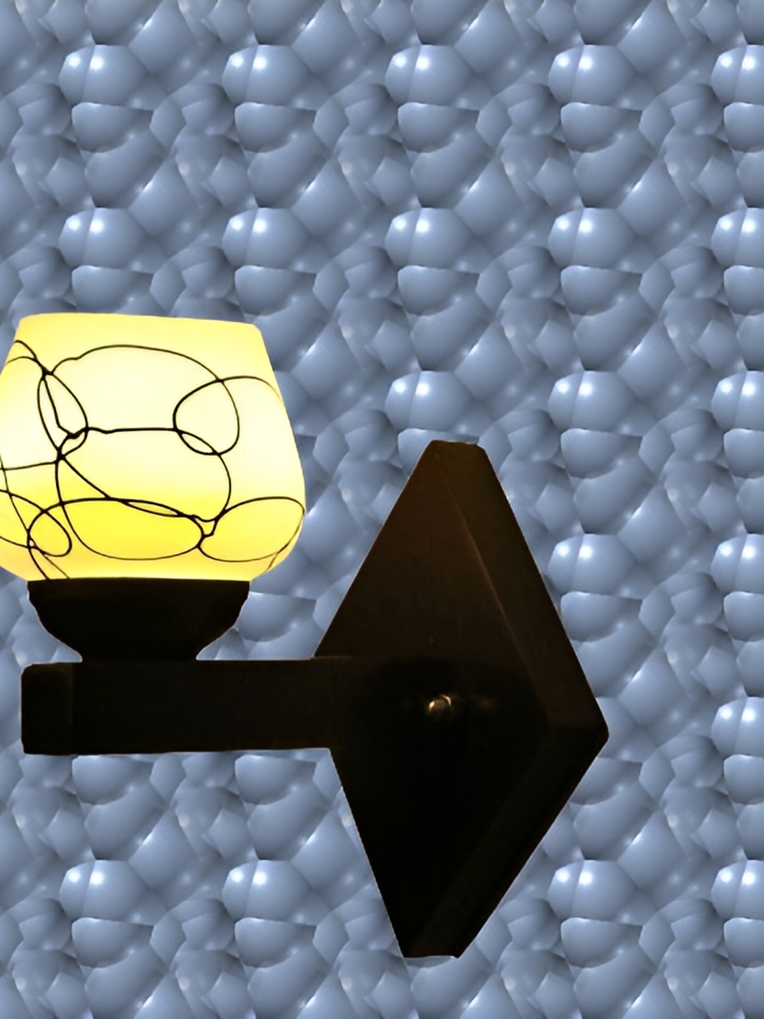 

1ST TIME Black & Yellow Printed Abstract Shaped Glass Wall Lamp