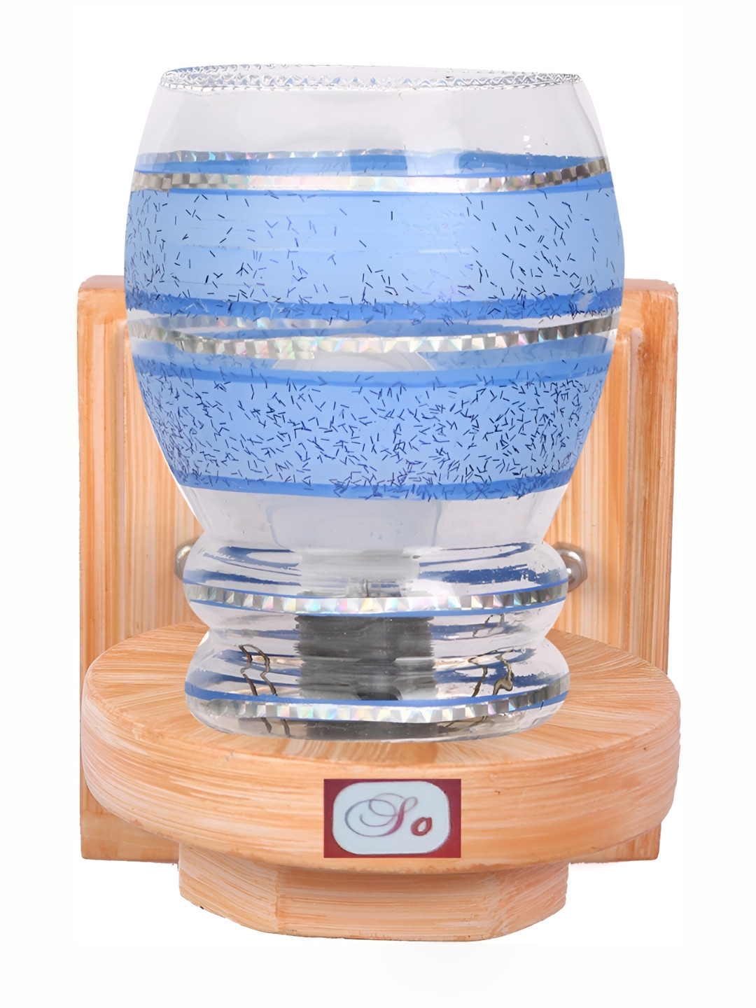 

1ST TIME Blue & Transparent Printed Glass Contemporary Abstract Shaped Wall Lamp