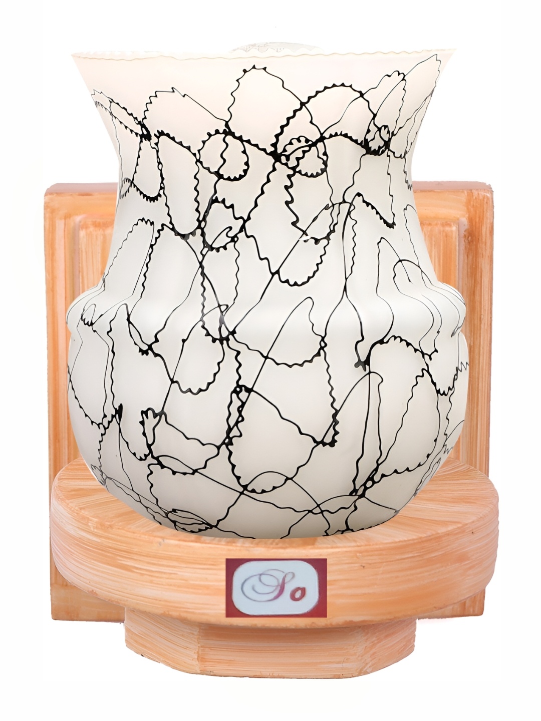 

1ST TIME White & Brown Printed Glass Traditional Bell Shaped Wall Lamp