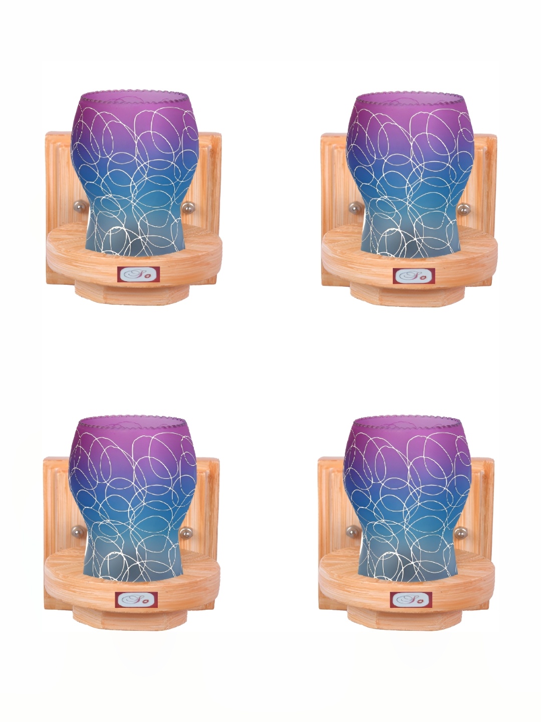 

1ST TIME Purple & Brown 4 Pieces Printed Glass Traditional Wall Lamp