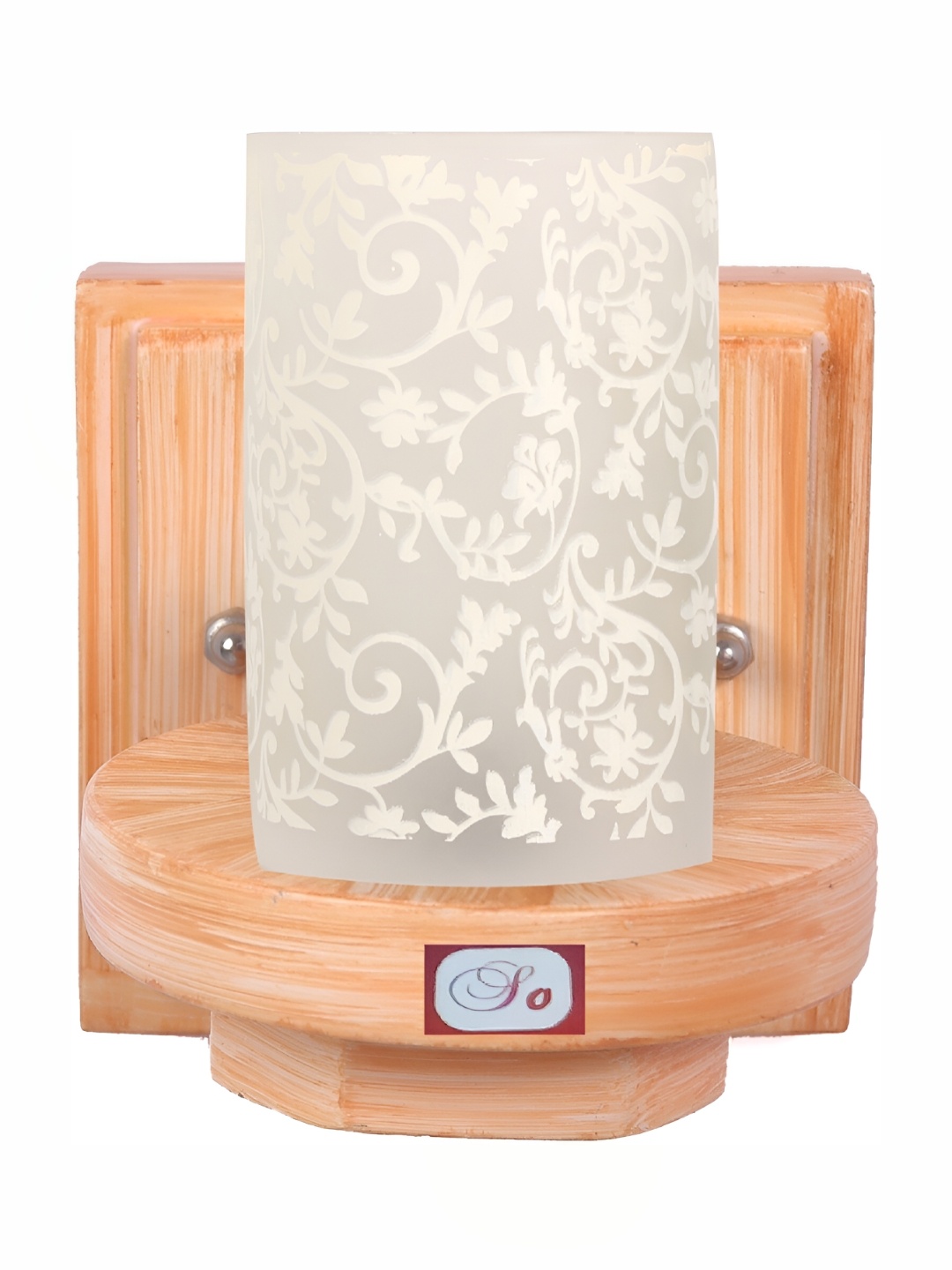 

1ST TIME White & Brown Printed Glass Traditional Cylinder Shaped Wall Lamp
