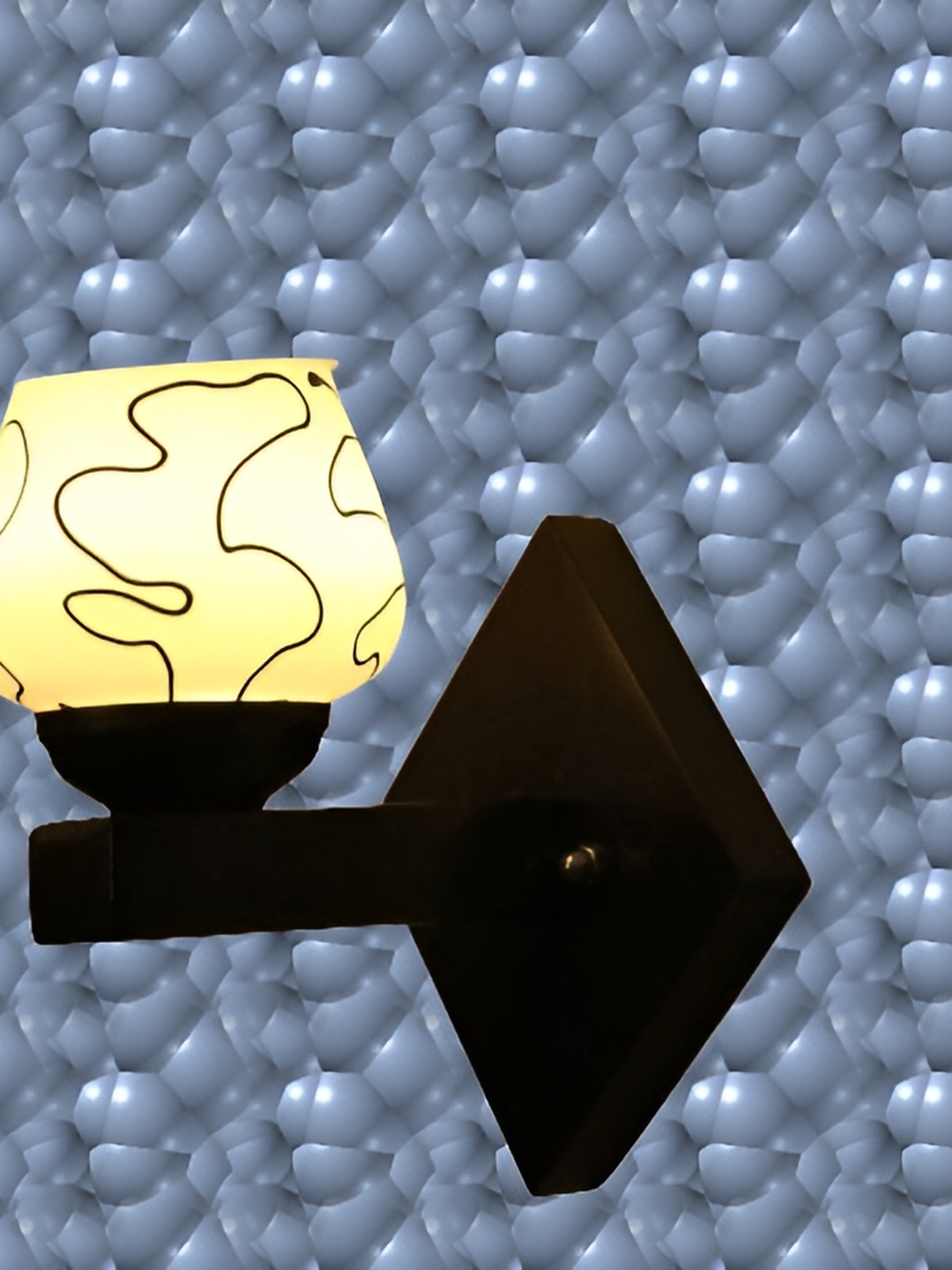 

1ST TIME Black & White Printed Glass Traditional Wall Lamp
