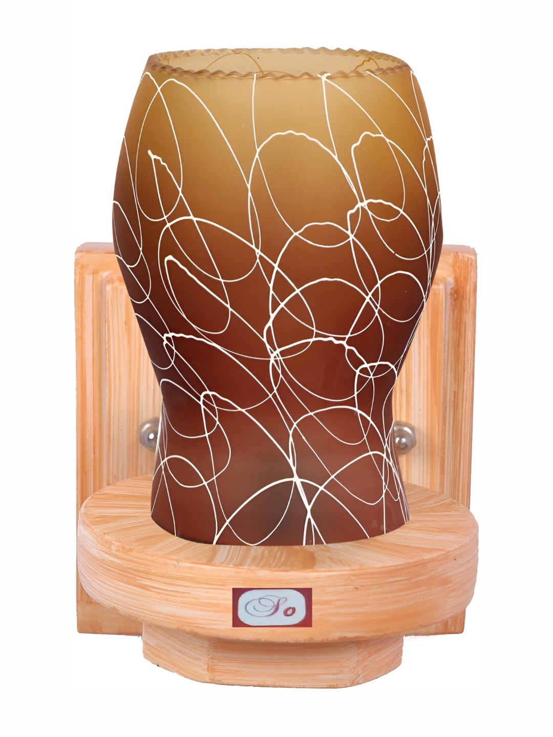 

1ST TIME Brown & White Printed Glass Contemporary Abstract Shaped Shaped Wall Lamp
