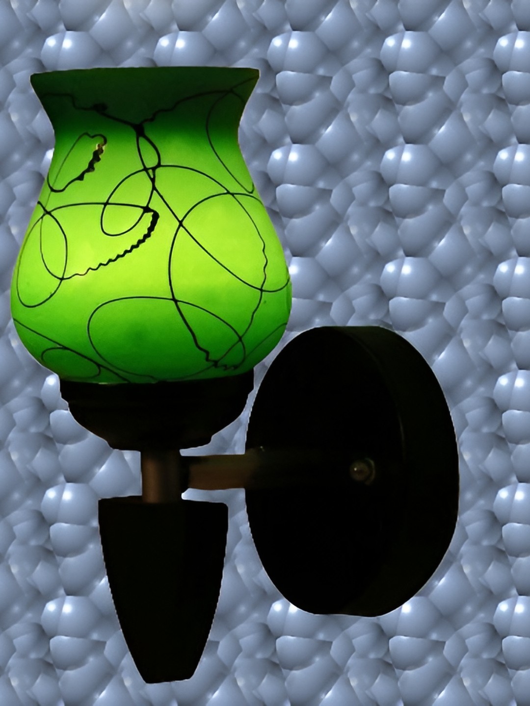 

1ST TIME Green & Black Printed Glass Traditional Wall Lamp