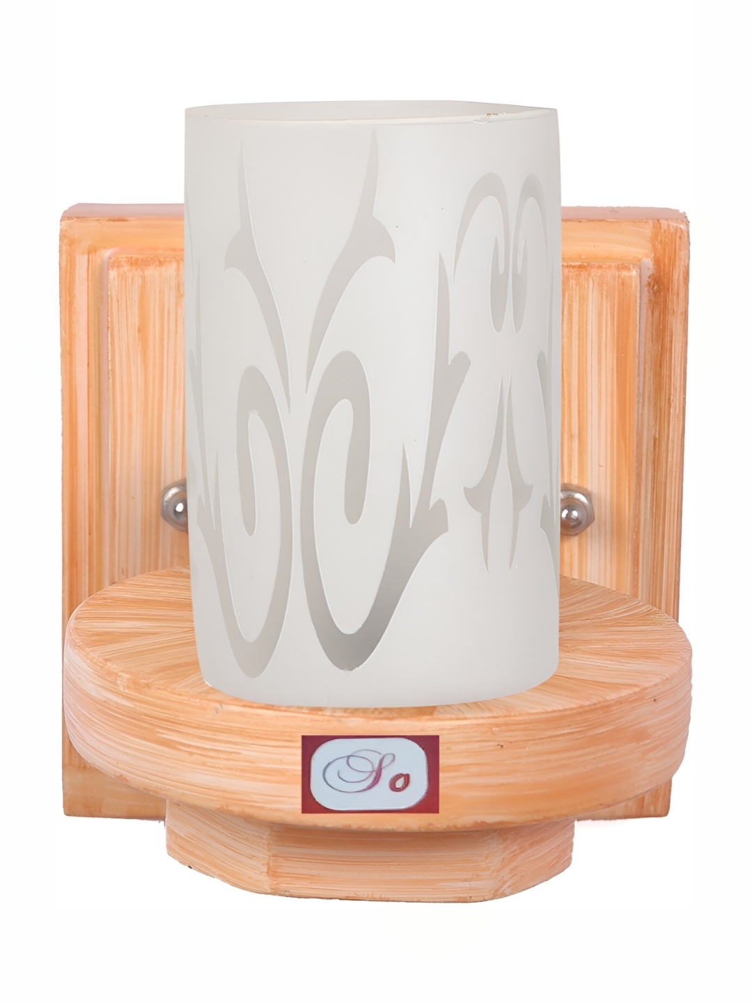 

1ST TIME White & Brown Printed Glass Traditional Cylinder Shaped Wall Lamp