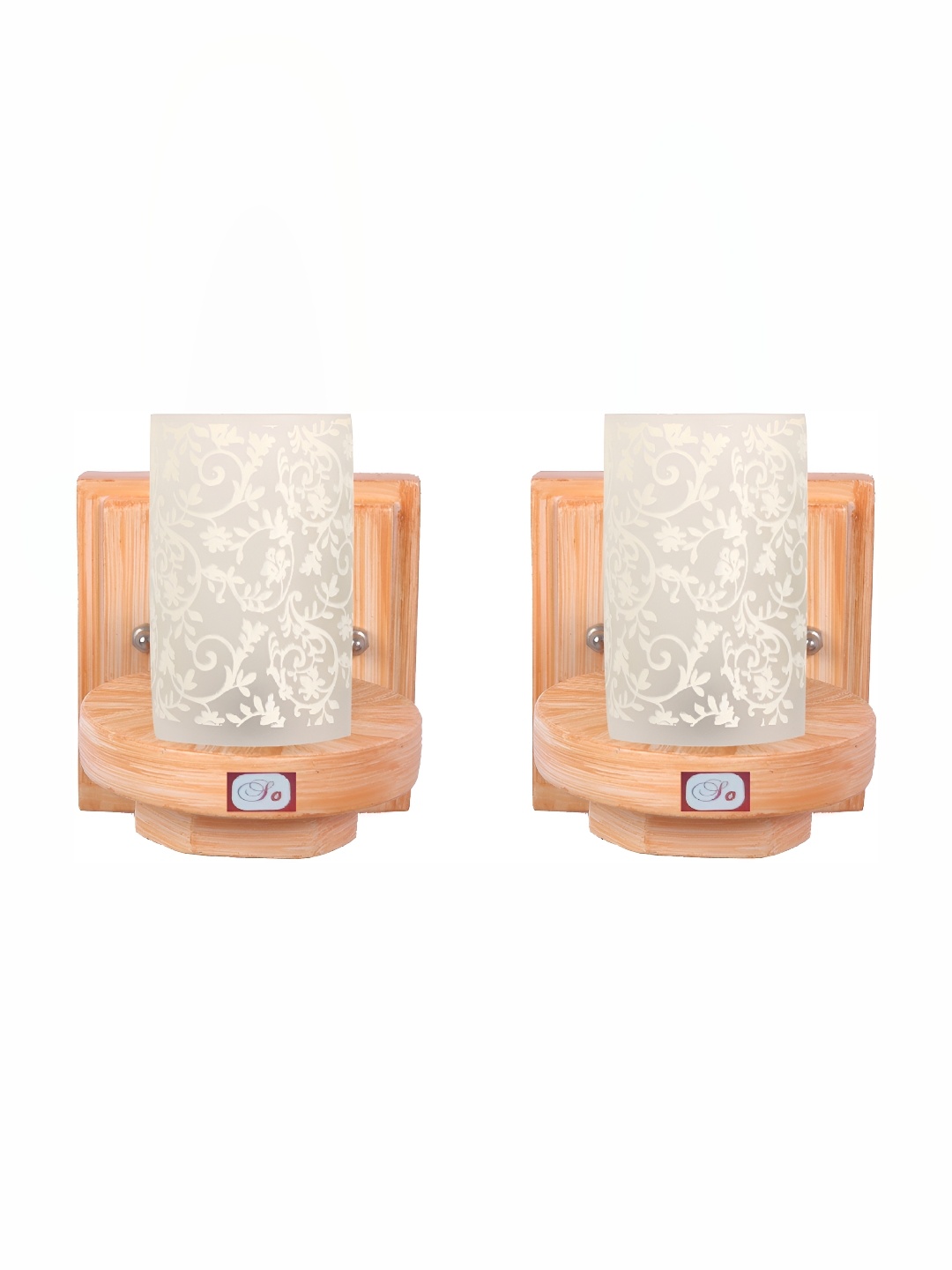 

1ST TIME White 2Pcs Printed Glass Contemporary Wall Lamps
