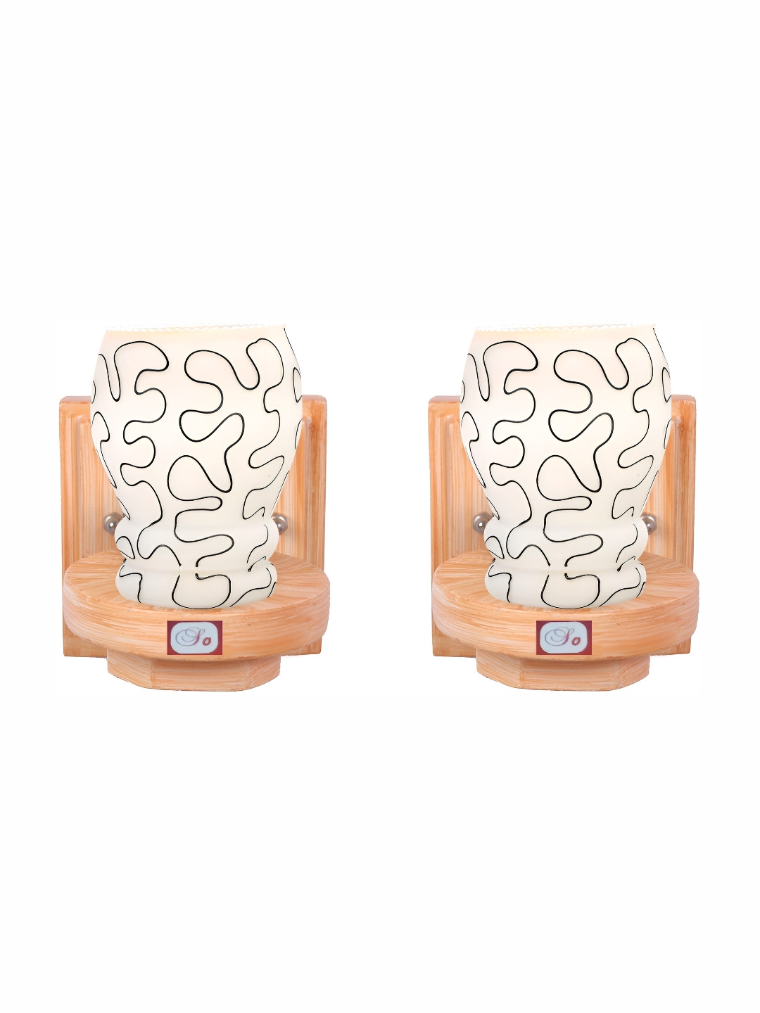 

1ST TIME White & Brown 2 Pieces Printed Glass Traditional Wall Lamp