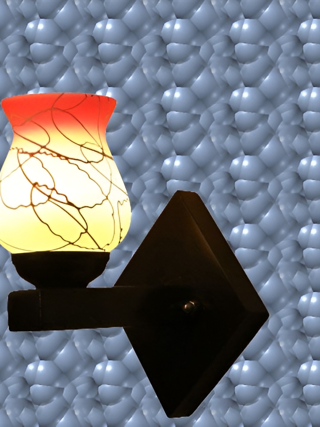 

1ST TIME Pink & Black Printed Abstract Shaped Glass Wall Lamp