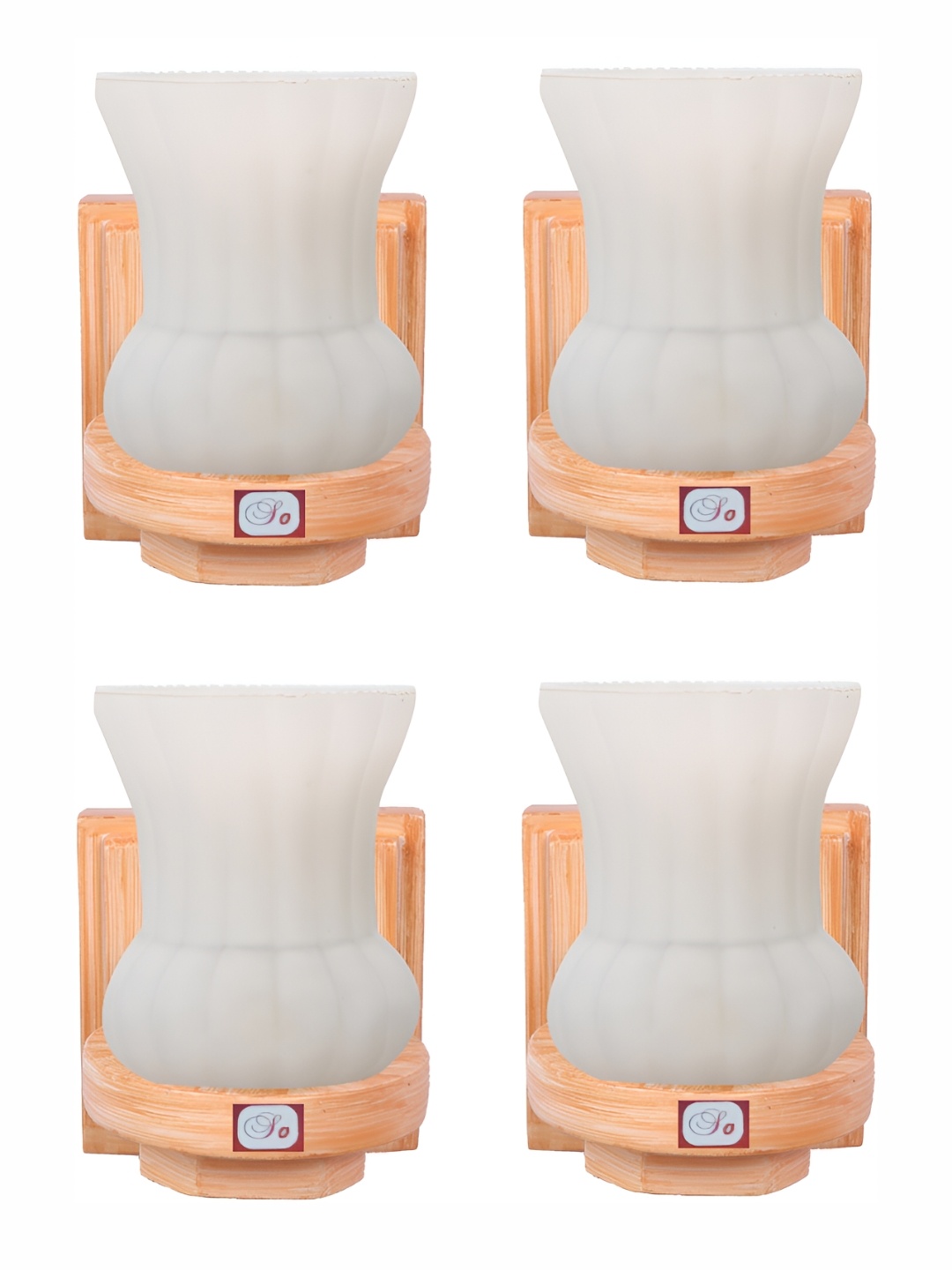 

1ST TIME White & Brown 4 Pieces Glass Traditional Abstract Shaped Wall Lamps