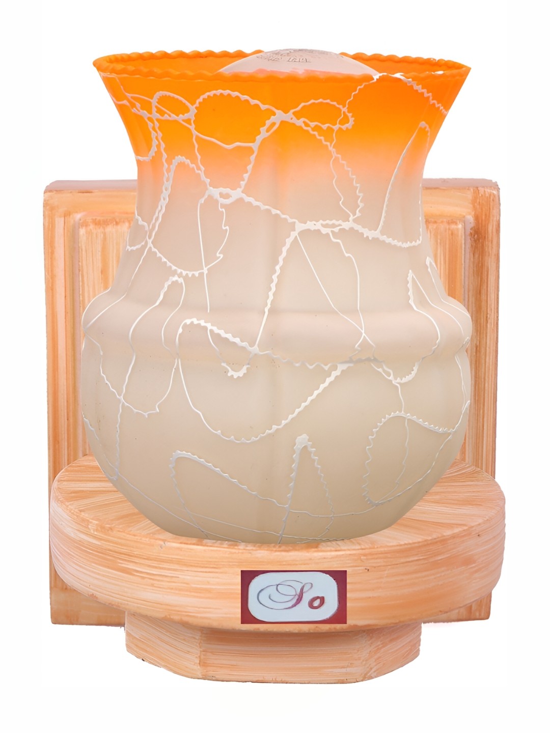 1ST TIME Orange & Grey Printed Glass Traditional Wall Lamp
