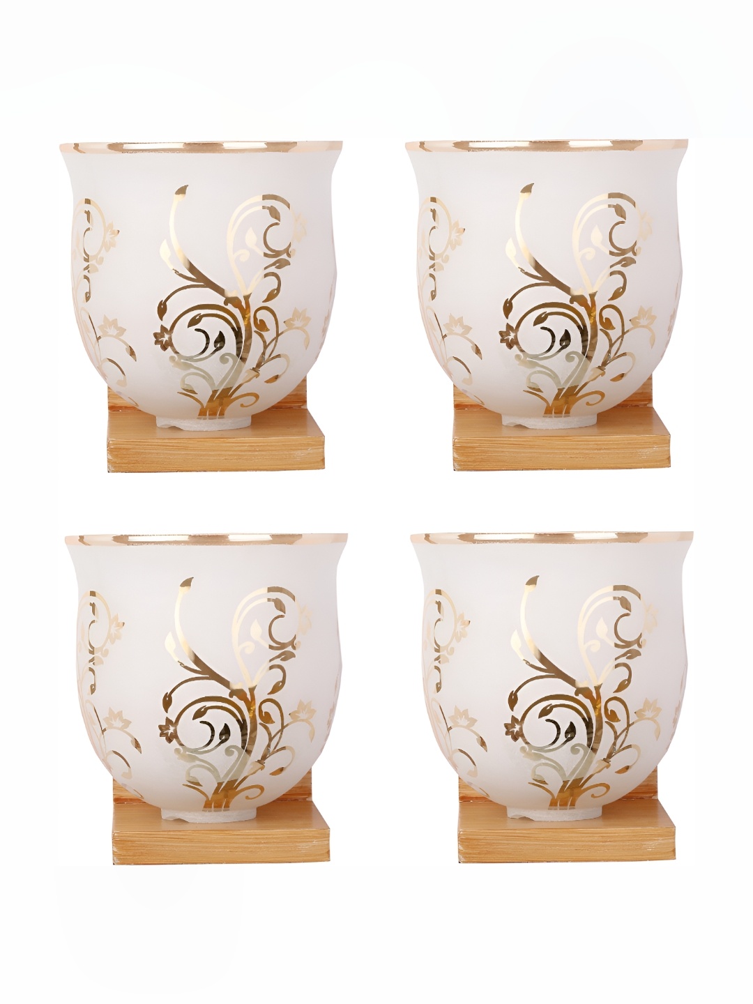 1ST TIME White & Brown 4 Pieces Printed Glass Traditional Wall Lamp