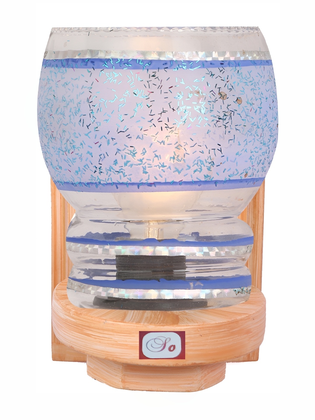 

1ST TIME Blue & Brown Printed Glass Traditional Abstract Shaped Wall Lamp