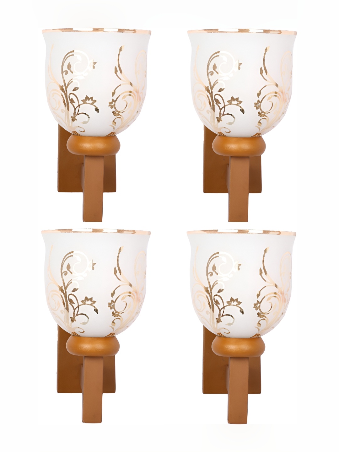

1ST TIME White & Brown 4 Pieces Printed Glass Contemporary Wall Lamp