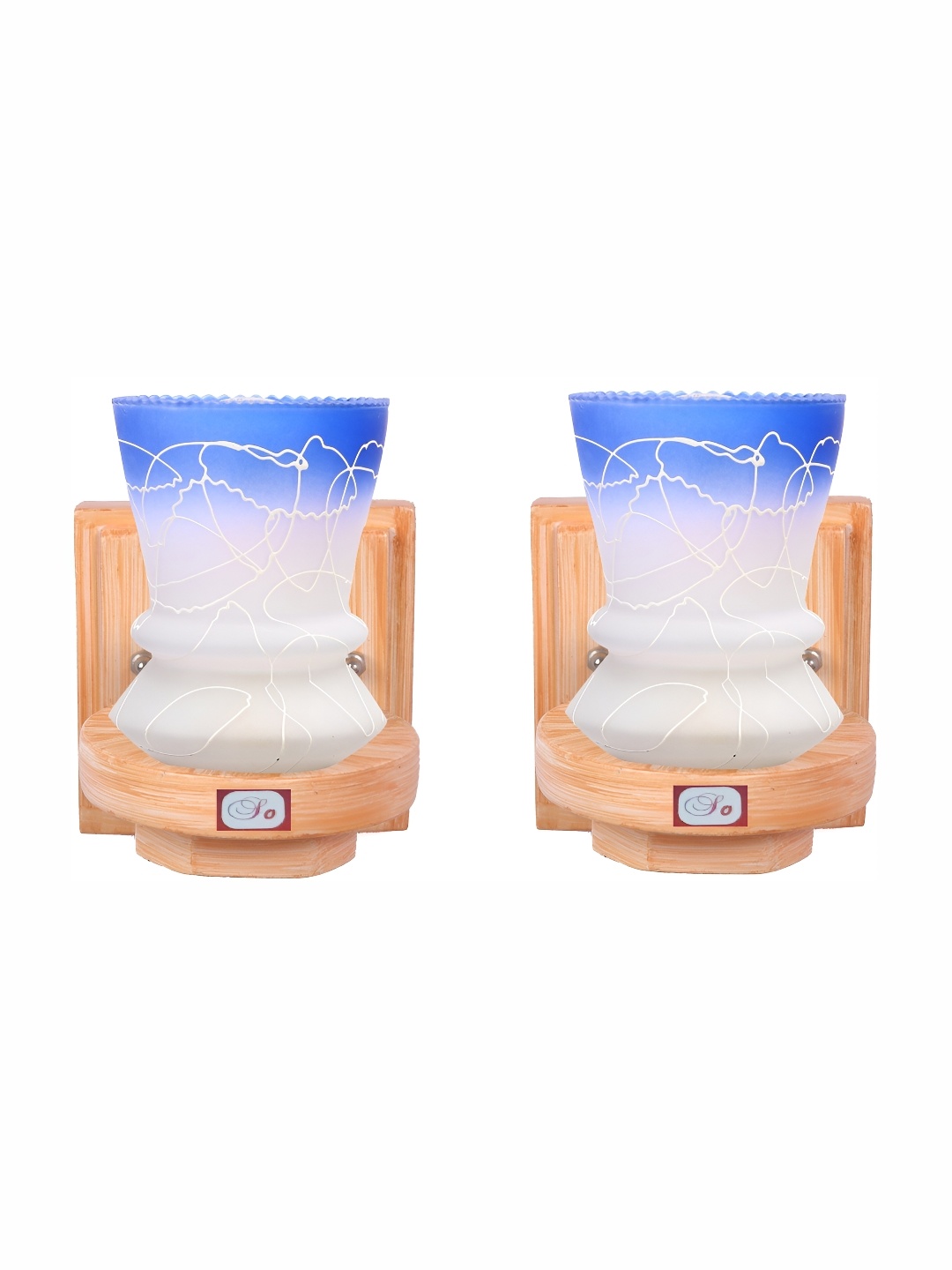 

1ST TIME White & Brown 2 Pieces Printed Glass Traditional Wall Lamp
