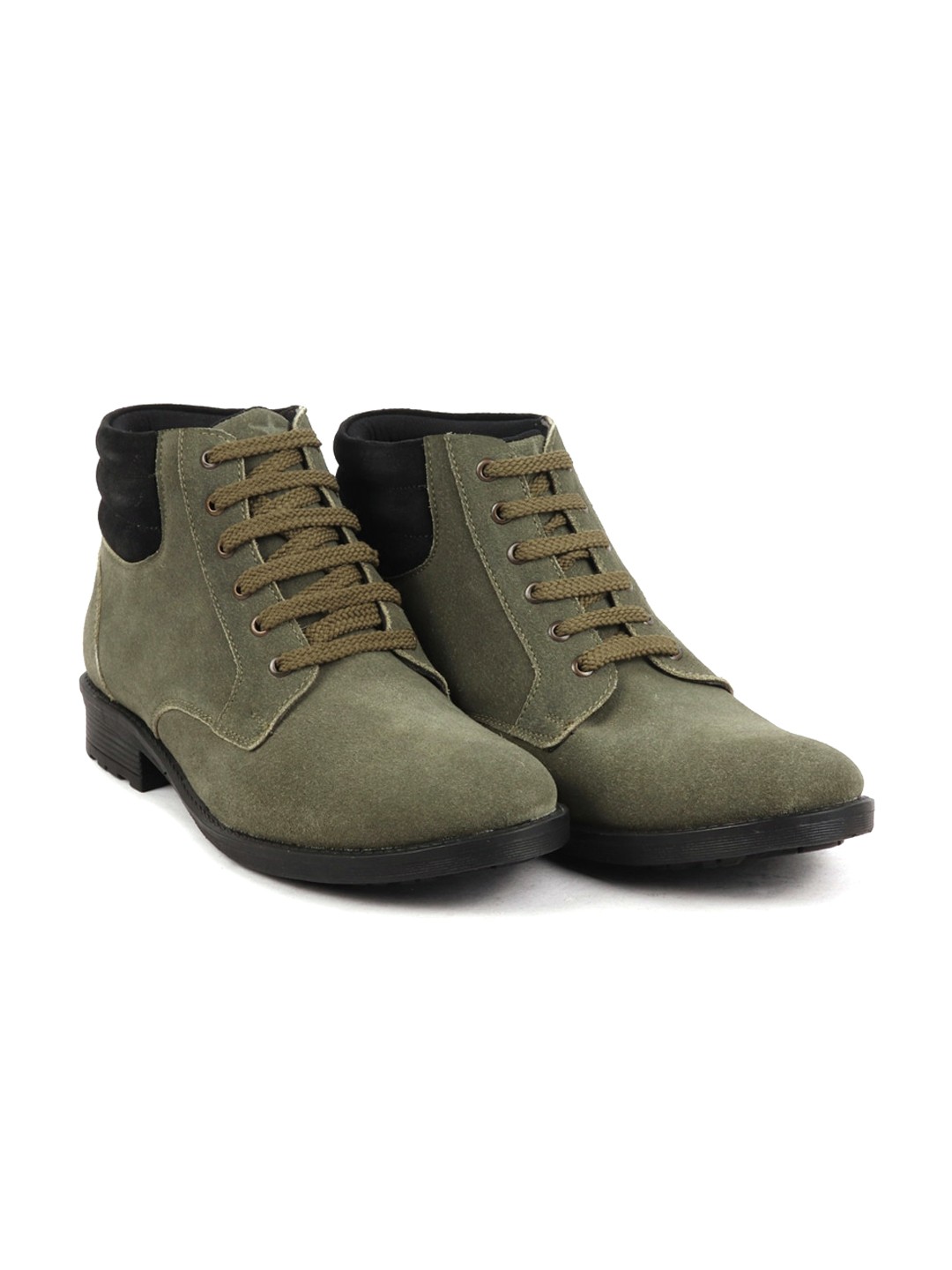 

FAUSTO Men Round Toe Suede Hiking Boots, Olive