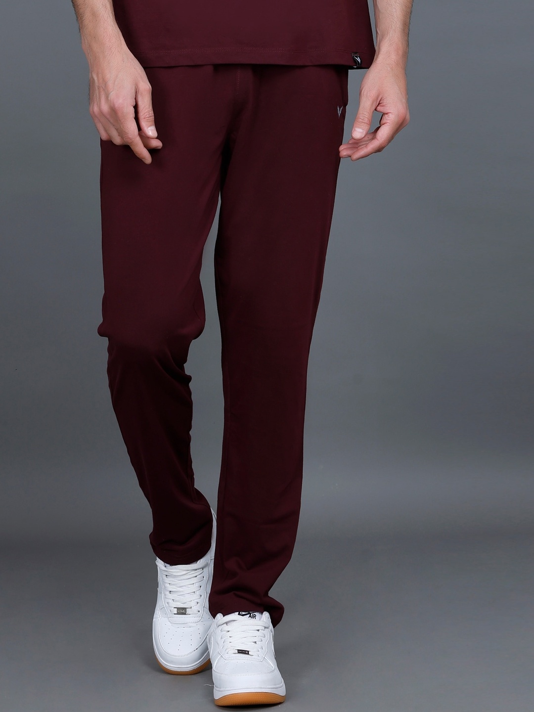 

GODFREY Men Mid Rise Track Pants, Burgundy