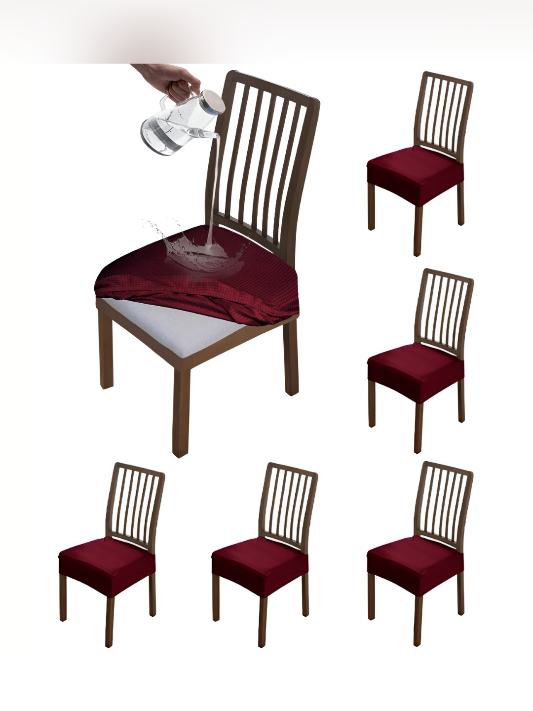 

HOKIPO Burgundy 6 Pieces Waterproof Chair Covers